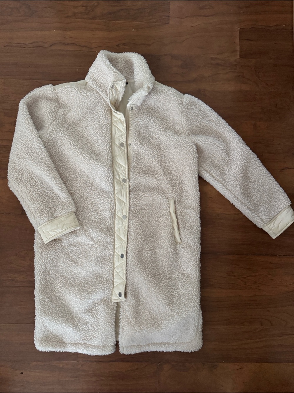 Athleta Cream Sherpa Long Coat - Women's Cozy Jacket